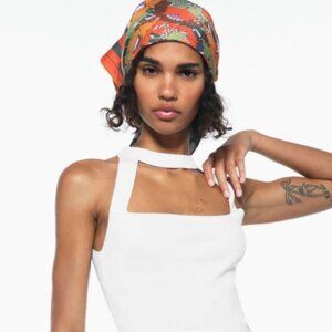 Zara White SQUARE NECK CHOKER TOP